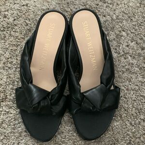 Stuart Weitzman Kelli Soft Black Knot leather Sandals